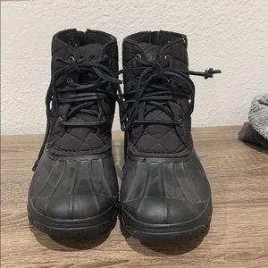 Black Sperry Snow/Rain bootie with small wedge